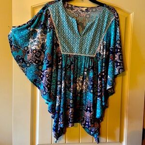 Cato turquoise pattern angel sleeve 14 16 top perfect condition shirt